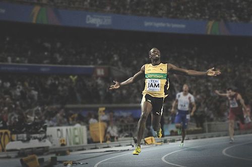 Usain Bolt celebrating