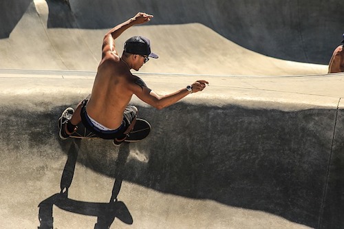 skateboarding in the bowl